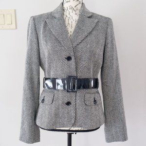 Black White Anne Klein Blazer With Belt